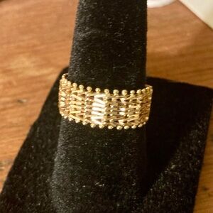 Sparkling Diamond Cut Solid 14k Yellow Gold Band Ring Size 5~